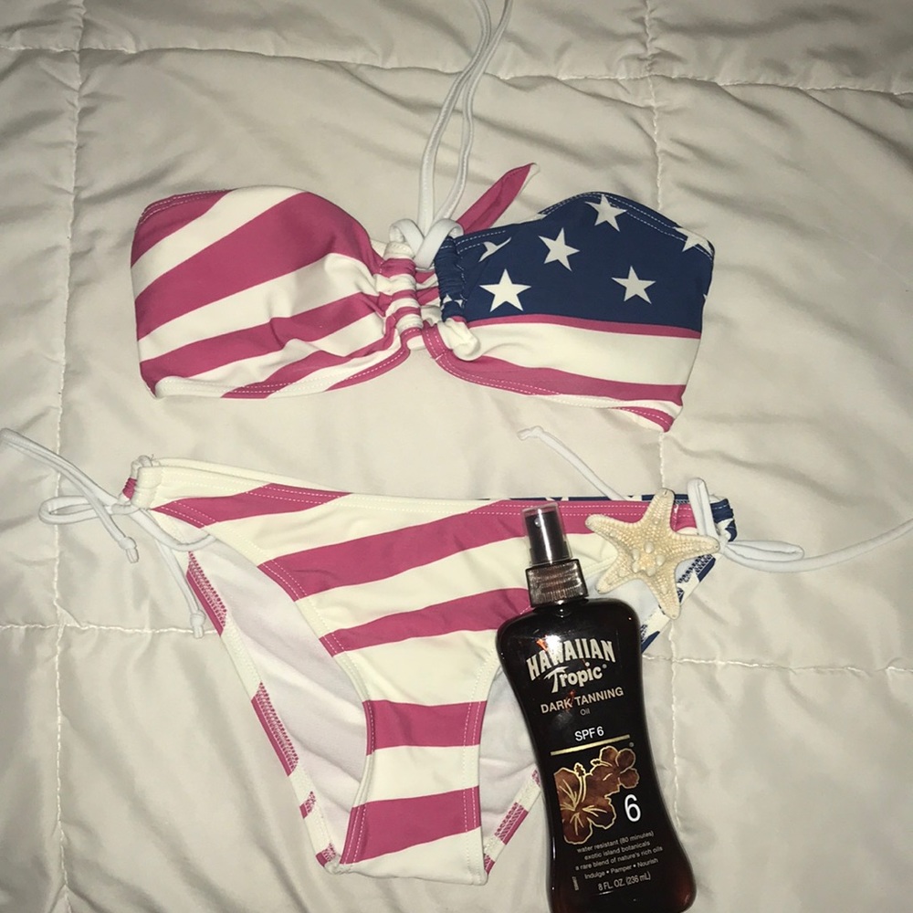 Bikini American flag red, white, blue, stars small
